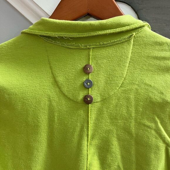 White Lotus Lime Mismatch Button Jersey Jacket sz M EUC - Picture 3 of 7
